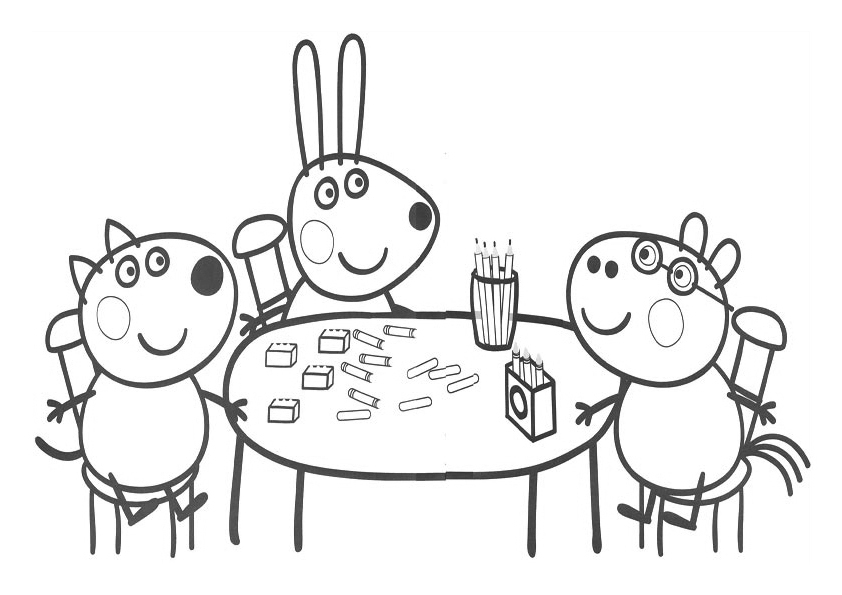 Peppa Pig s'amuse avec son petit frère George dans un décor campagnard