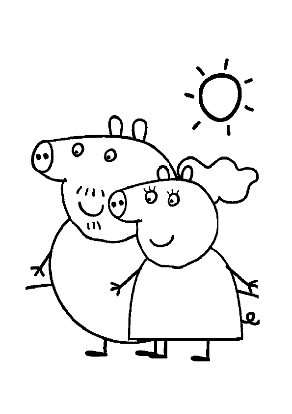 Peppa Pig jouant dans un jardin ensoleillé