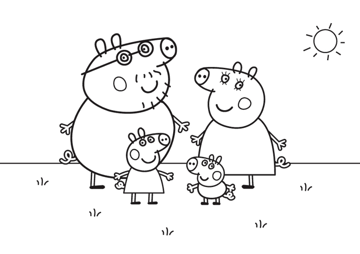 Peppa Pig jouant dans un champ avec des fleurs