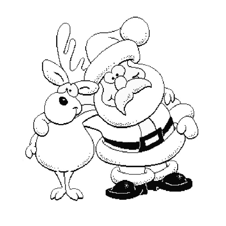 Coloriage du Père Noël avec des cadeaux dans son traîneau