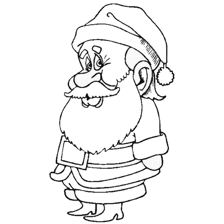 Père Noël en train de sourire, entouré de cadeaux dans un décor festif