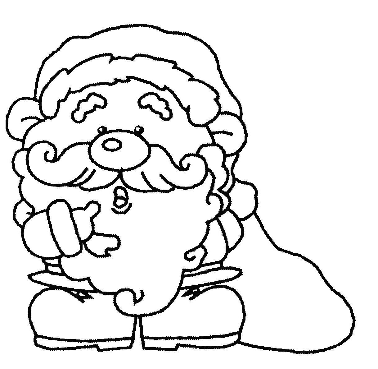 Coloriage du Père Noël se préparant à distribuer des cadeaux
