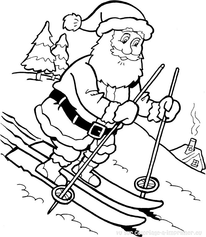 Père Noël en train de préparer des cadeaux dans son traîneau