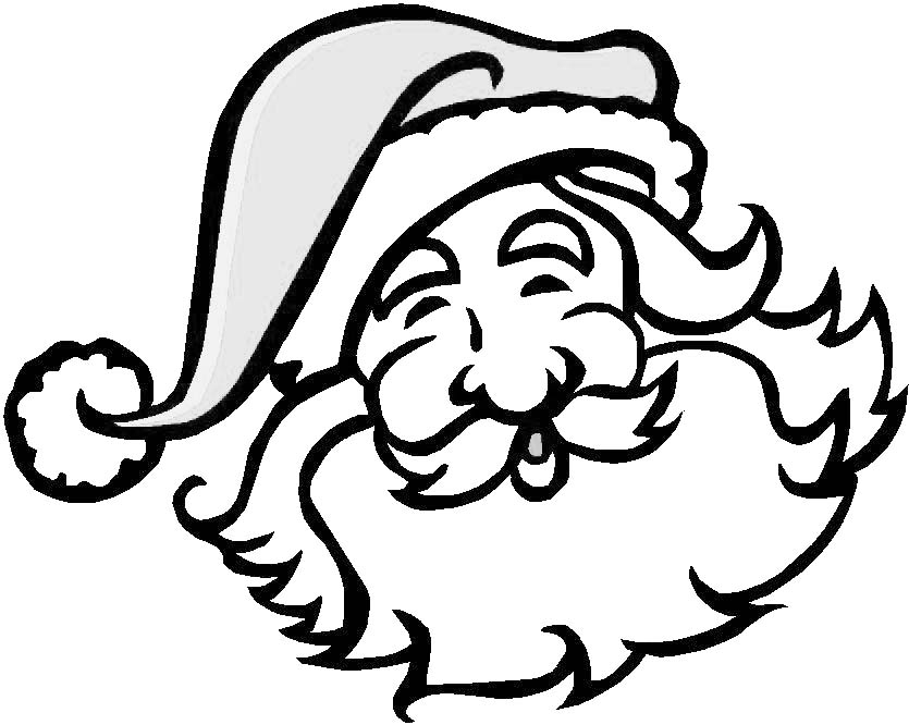 Coloriage d'un Père Noël souriant avec son sac de cadeaux
