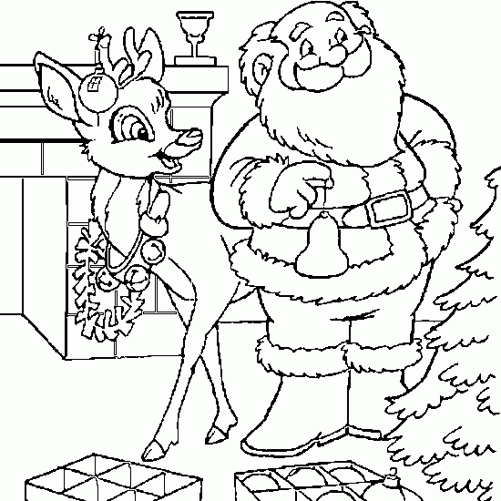 Coloriage du père Noël tenant un grand sac de cadeaux