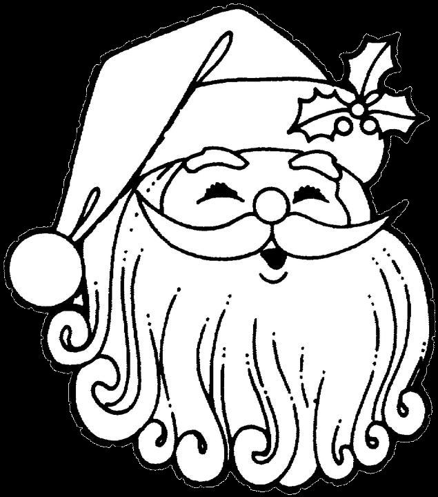 Coloriage de Père Noël en train de sourire avec un sac de cadeaux