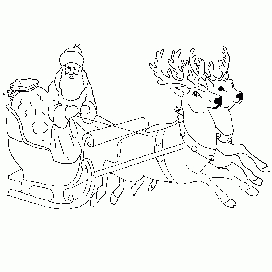 Coloriage du Père Noël avec des cadeaux dans un cadre festif