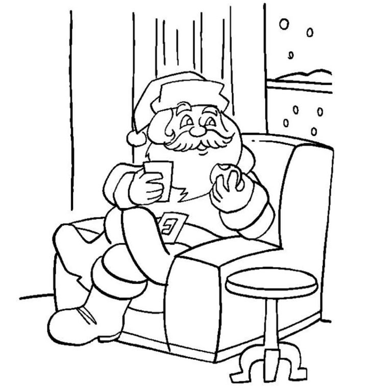 Père Noël souriant avec son grand sac à jouets dans un paysage hivernal