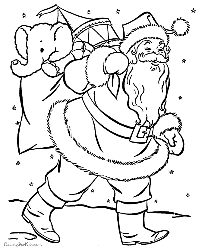 Père Noël en train de préparer ses cadeaux dans son atelier