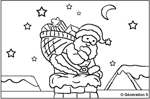 Coloriage du Père Noël avec son traîneau et des cadeaux