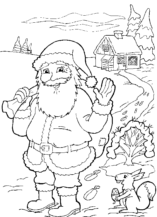 Le Père Noël en train de préparer des cadeaux dans son atelier