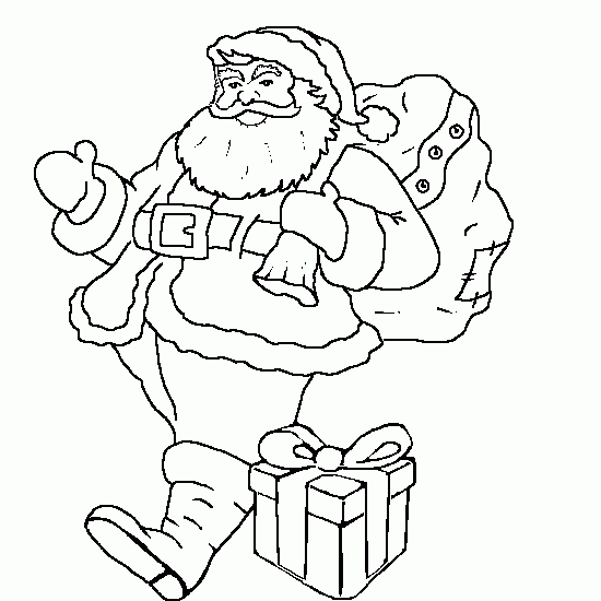 Un père Noël joyeux portant des cadeaux dans un paysage hivernal