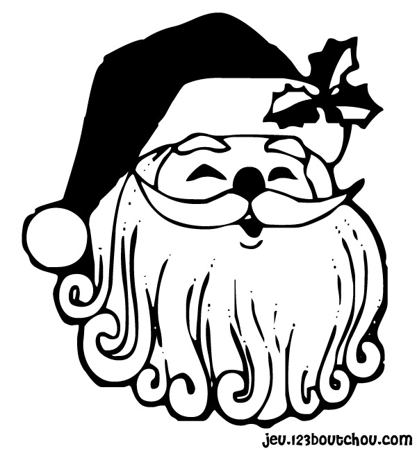 Coloriage d'un Père Noël joyeux avec des cadeaux et un sapin