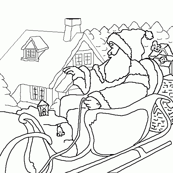 Le Père Noël entouré de cadeaux dans un décor hivernal
