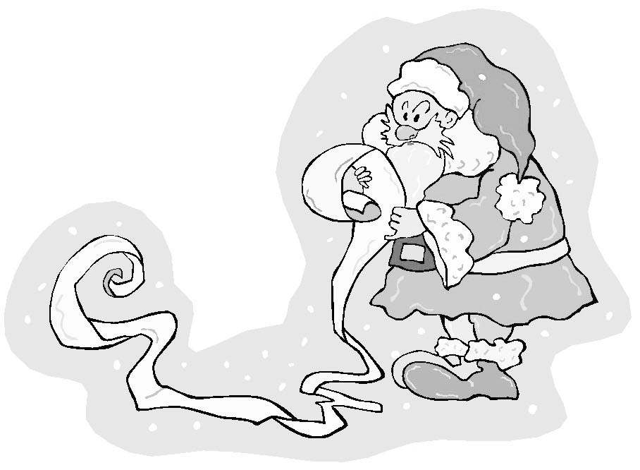Coloriage du Père Noël préparant des cadeaux dans son atelier