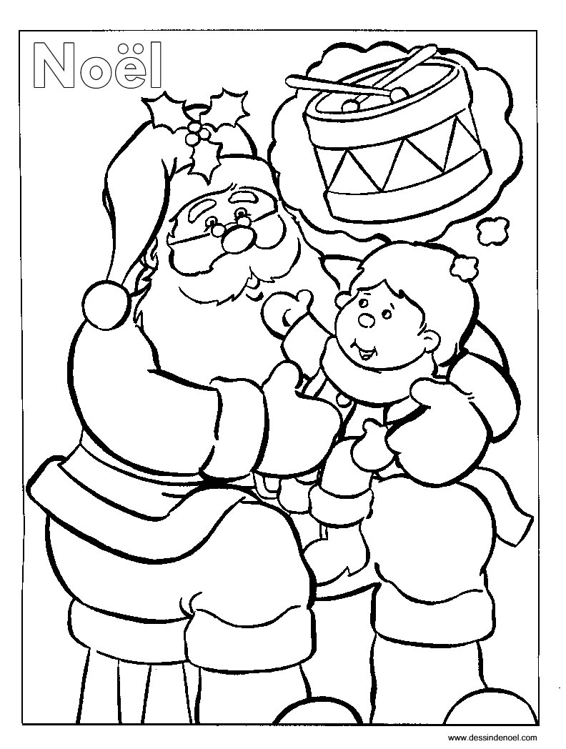 Coloriage d'un Père Noël souriant avec un sac de jouets
