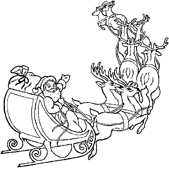 Coloriage du Père Noël avec son sac de cadeaux