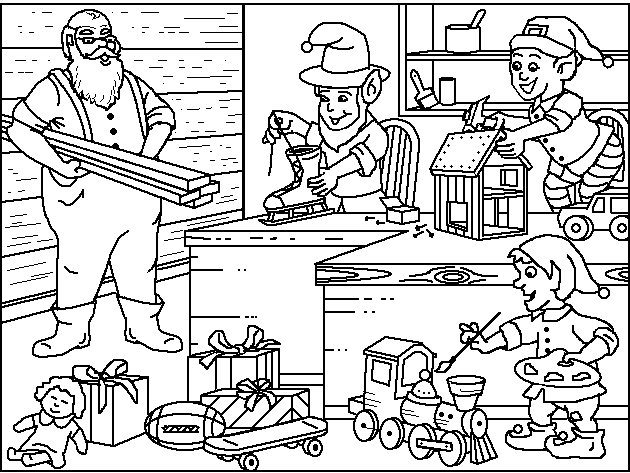 Un père Noël jovial entouré de cadeaux et de décorations festives