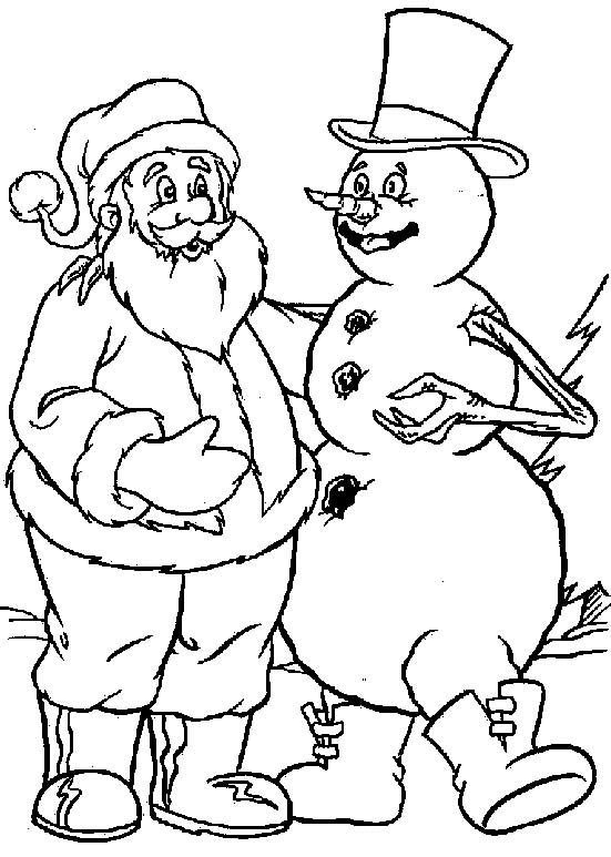 Père Noël souriant avec sa hotte dans un décor hivernal