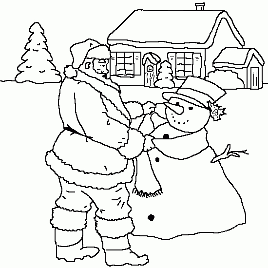 Coloriage du Père Noël avec son grand sac de cadeaux