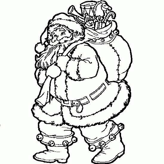 Coloriage du Père Noël préparant ses cadeaux au pôle Nord