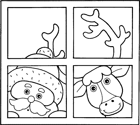 Coloriage représentant un père Noël joyeux avec ses cadeaux