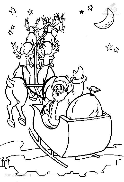 Coloriage du Père Noël entouré de cadeaux et de décorations