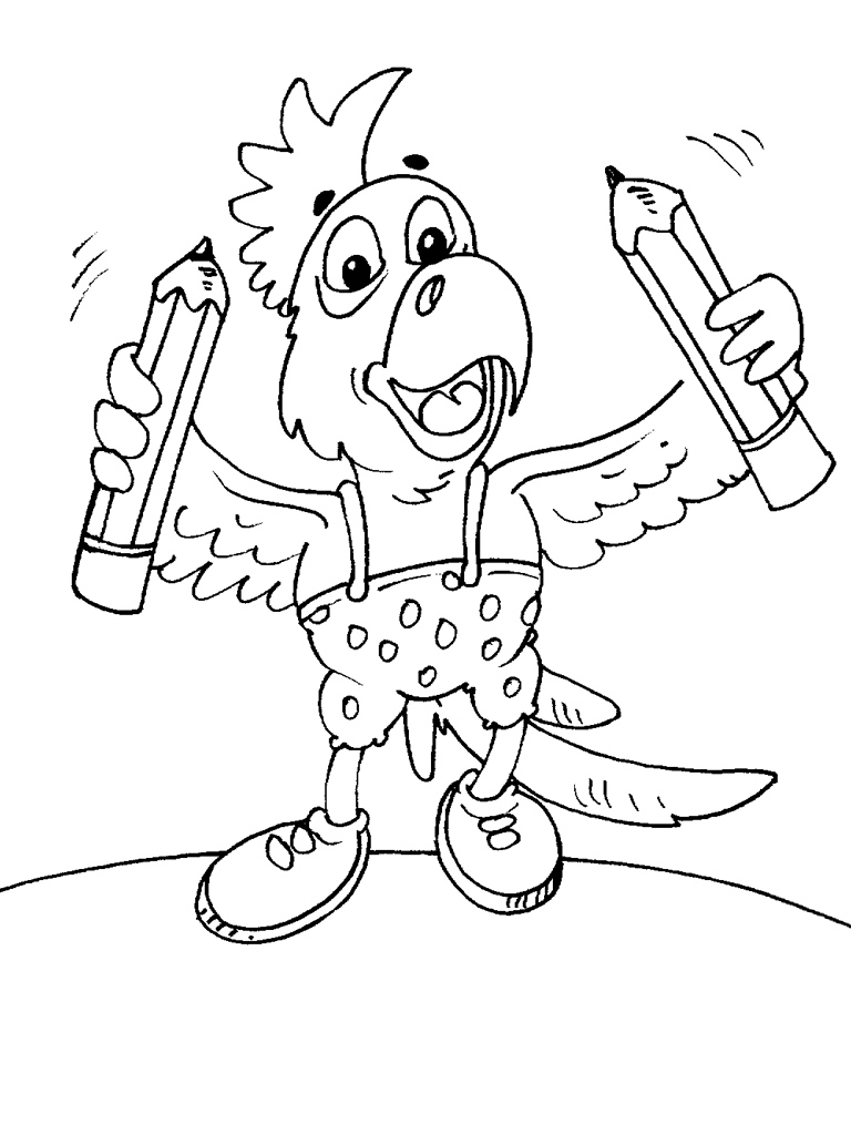 Coloriage d'un perroquet perché sur une branche dans son habitat naturel