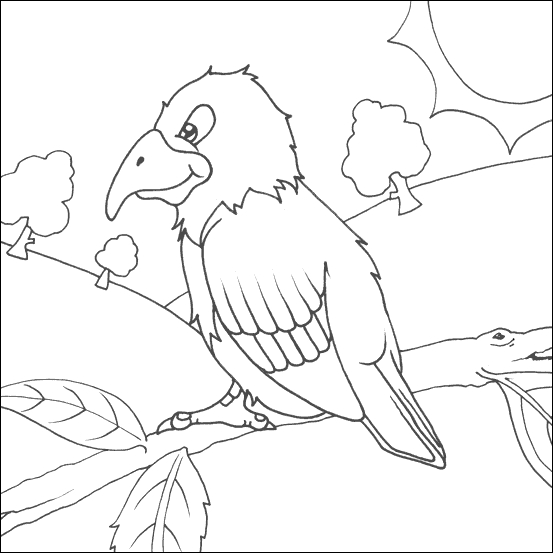 Coloriage d'un perroquet perché sur une branche