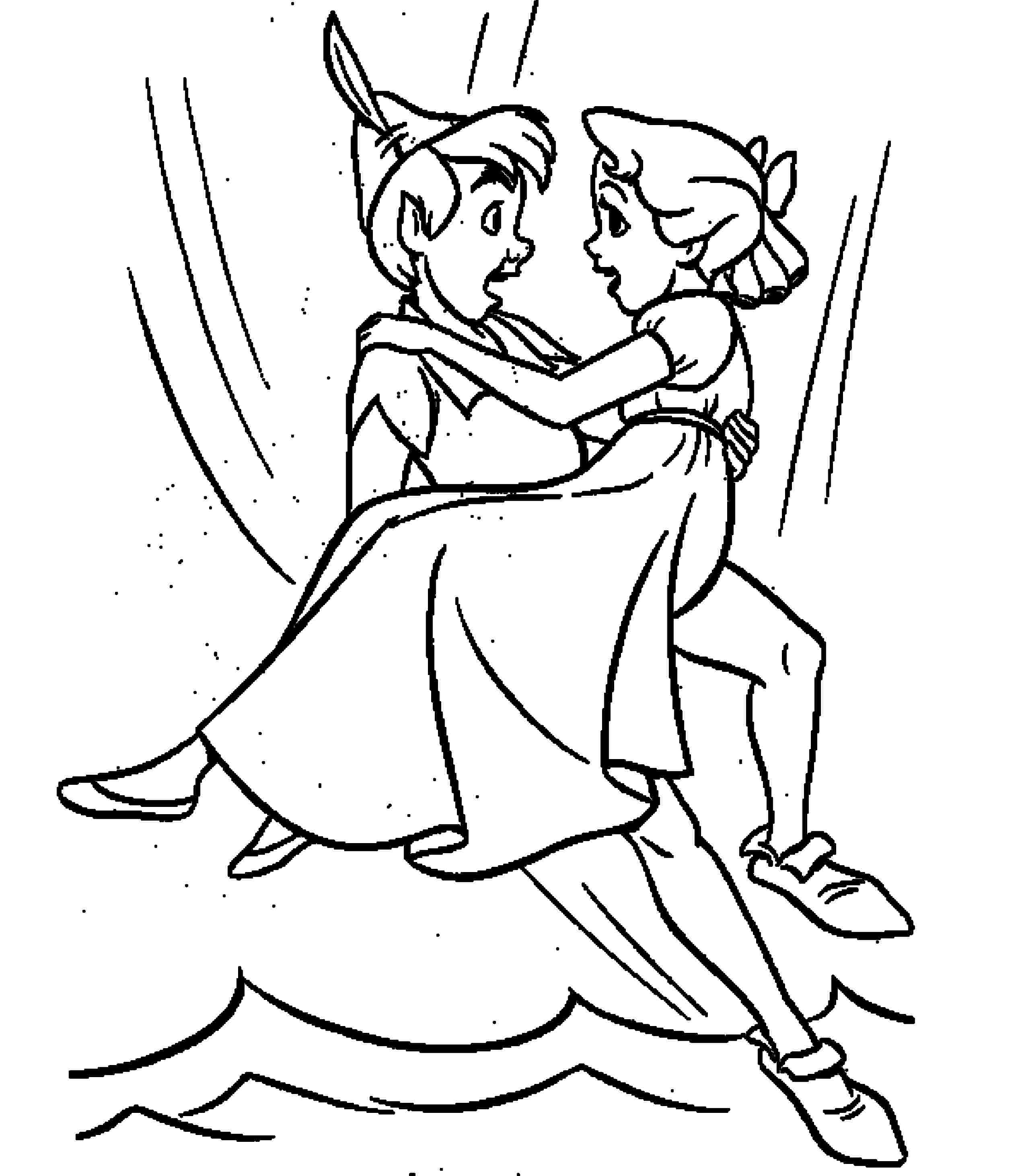 Peter Pan volant au-dessus de la ville de Londres