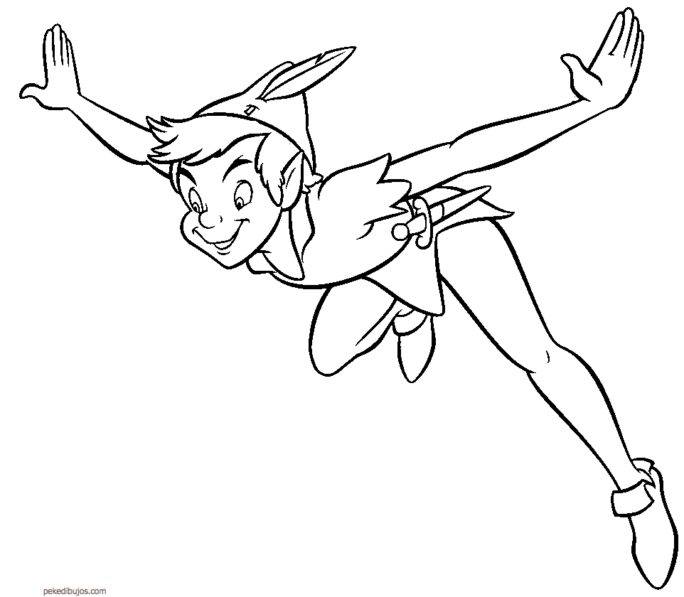 Peter Pan volant au-dessus de l'île imaginaire
