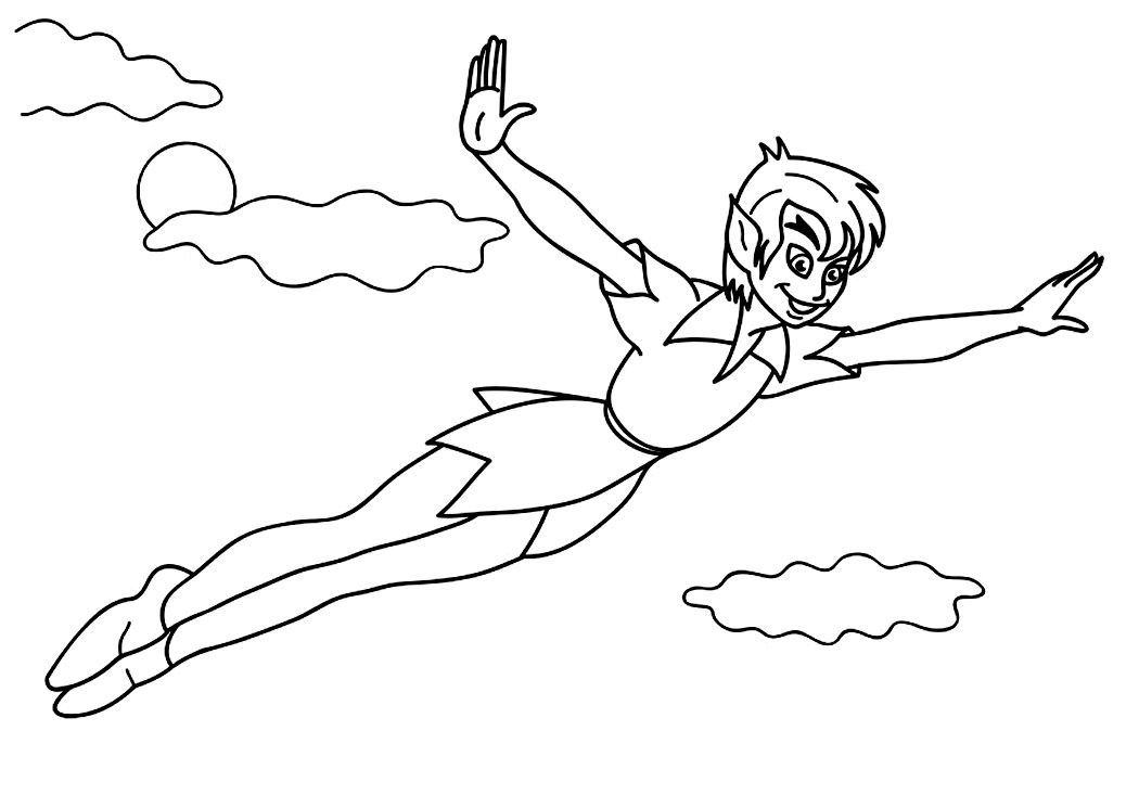 Peter Pan et la fée Clochette en pleine aventure dans le ciel de Neverland