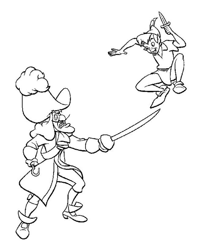 Peter Pan volant au-dessus de Neverland avec ses amis