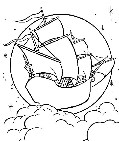Peter Pan vol dans le ciel étoilé de Neverland