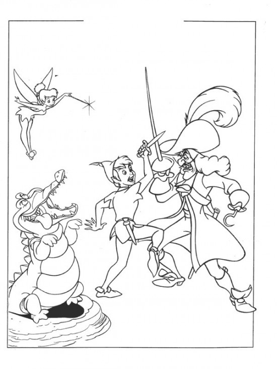 Peter Pan et Wendy volant au-dessus de Neverland
