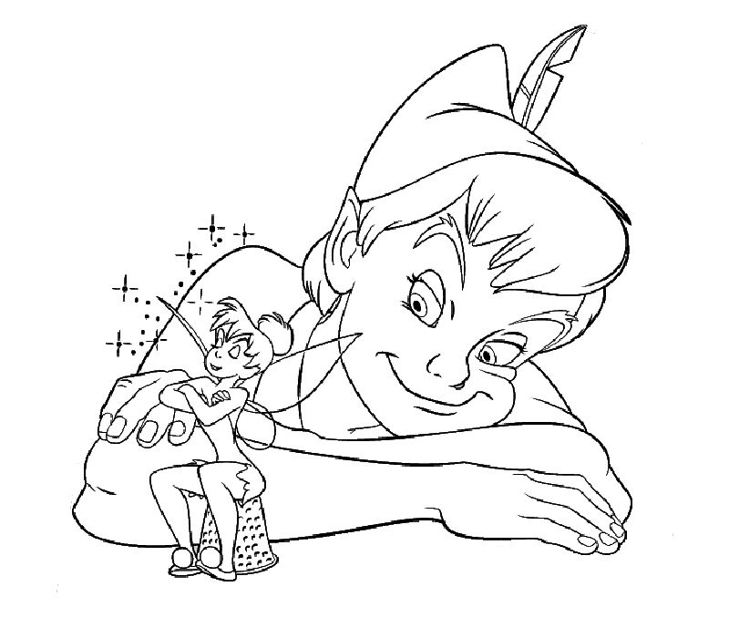 Peter Pan volant au-dessus de Neverland avec ses amis