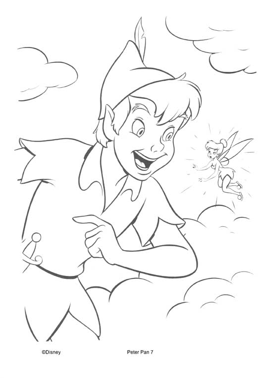 Peter Pan volant au-dessus de Londres avec la fée Clochette