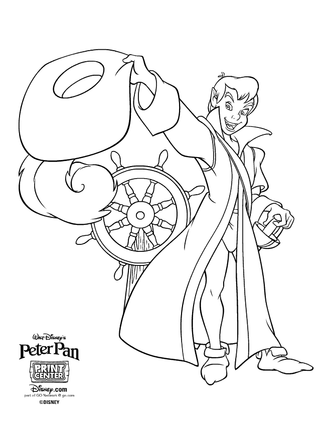 Peter Pan volant au-dessus de Neverland avec un fond de paysages