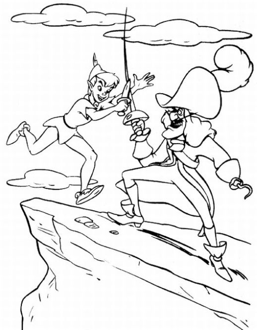 Peter Pan en plein vol au-dessus de Neverland