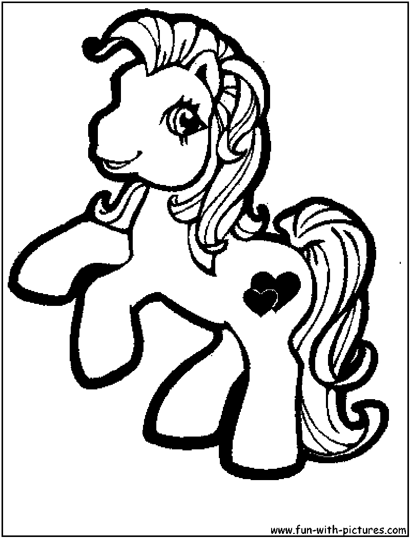 Coloriage d'un petit poney dans un paysage pastoral