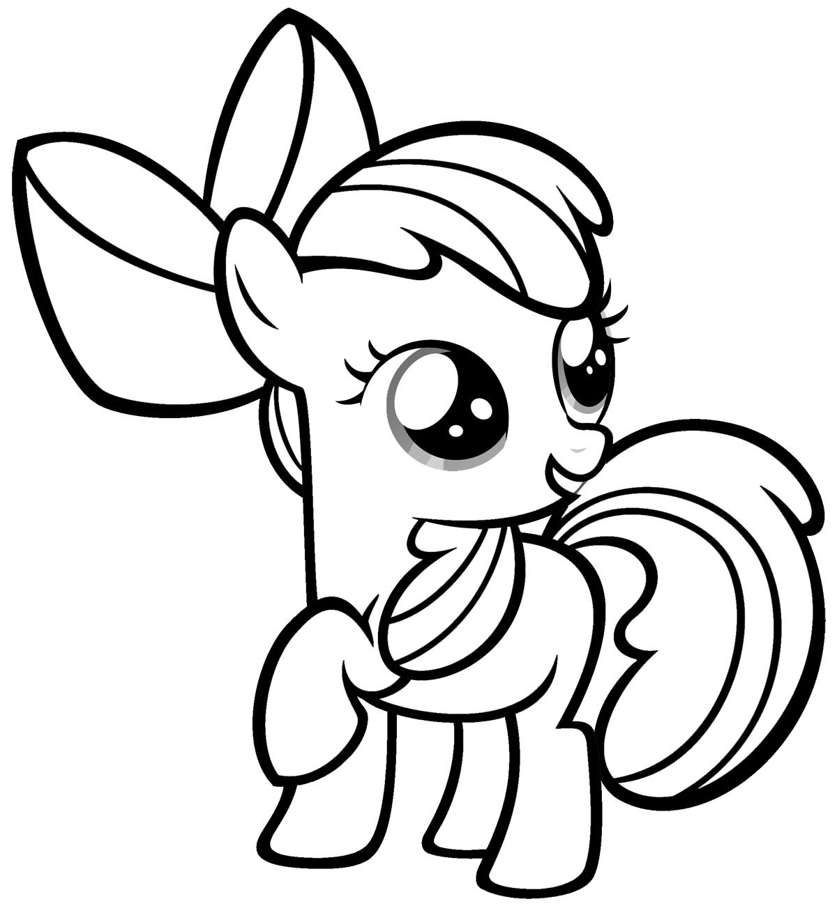 Coloriage d'un petit poney dans un paysage naturel