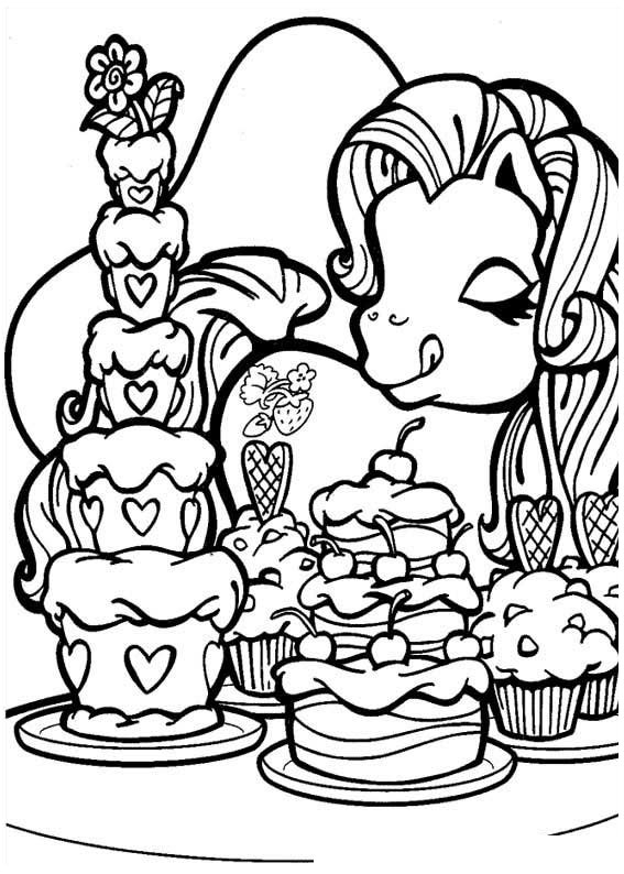 Coloriage d’un petit poney dans un paysage naturel