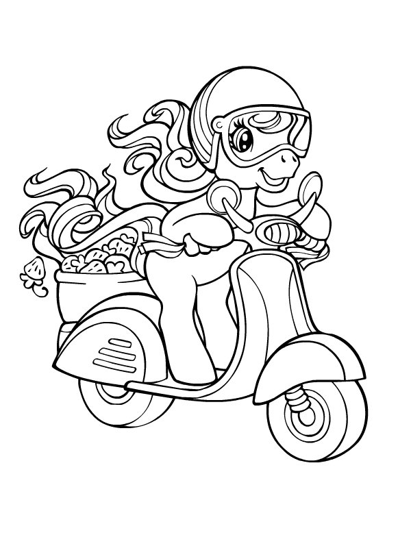 Coloriage d'un petit poney dans un décor naturel