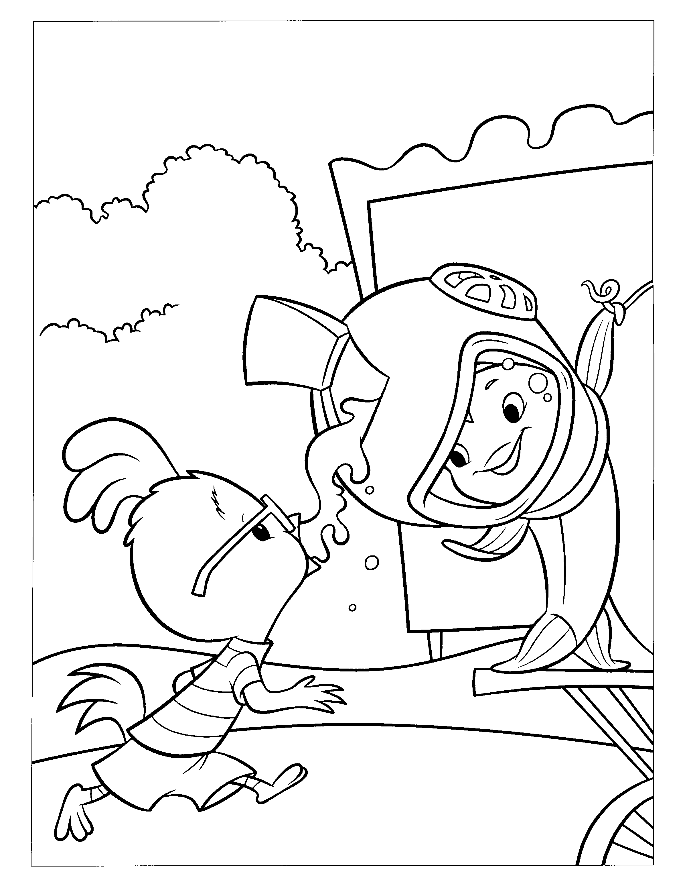 Petit poulet Chicken Little en pleine aventure dans un décor ludique