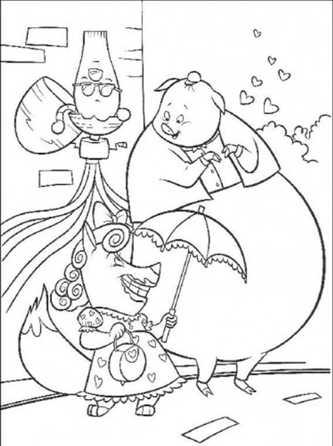 Coloriage d'un petit poulet de la série Chicken Little dans un décor simple