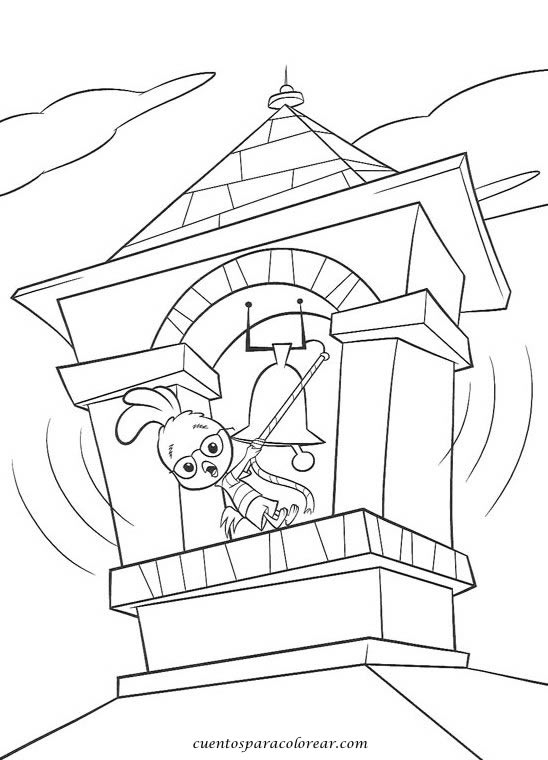 Coloriage d'un petit poulet dans une scène de campagne