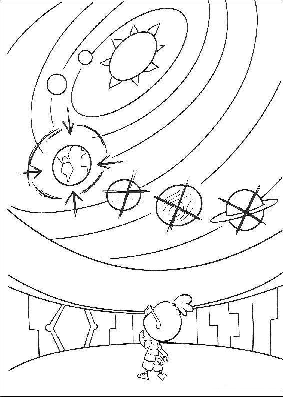 Coloriage d'un petit poulet avec une expression curieuse dans un décor simple