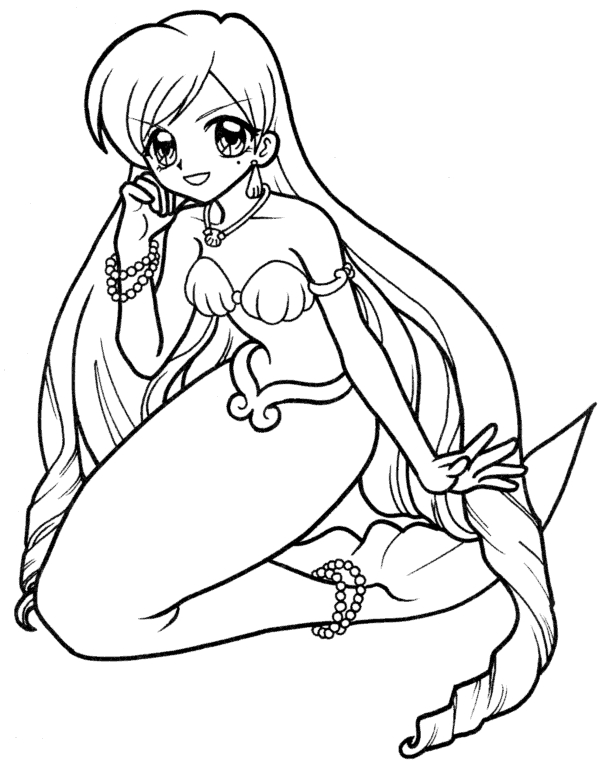 Coloriage de Pichi Pichi Pitch : Mélodie des Sirènes en pleine aventure aquatique