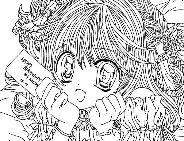 Coloriage de Pichi Pichi Pitch : Melodie des Sirènes avec des personnages et un décor marin