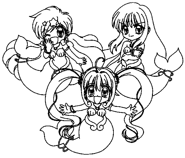 Coloriage de Pichi Pichi Pitch : Mélodie des Sirènes en pleine aventure